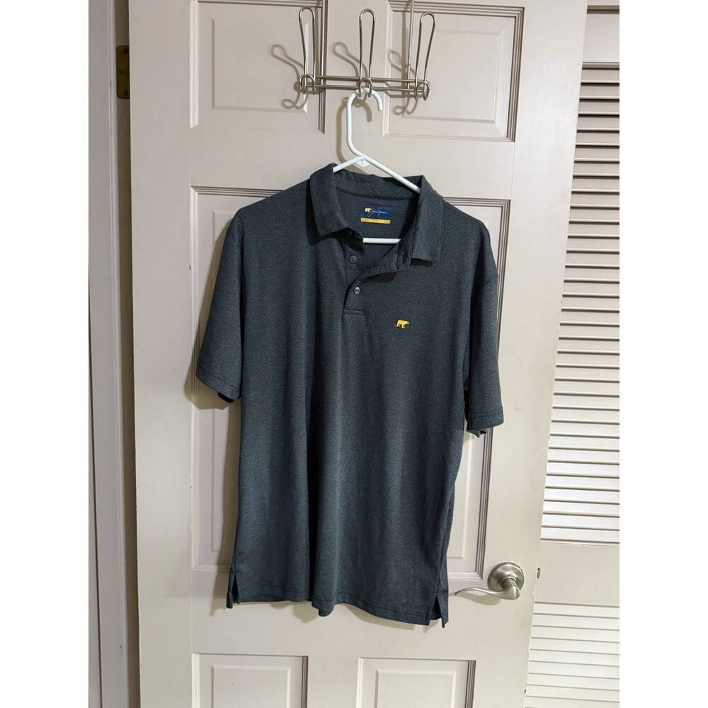 Jack Nicklaus Stone Gray Golf Polo Shirt with Golden Bear Mens Size Large